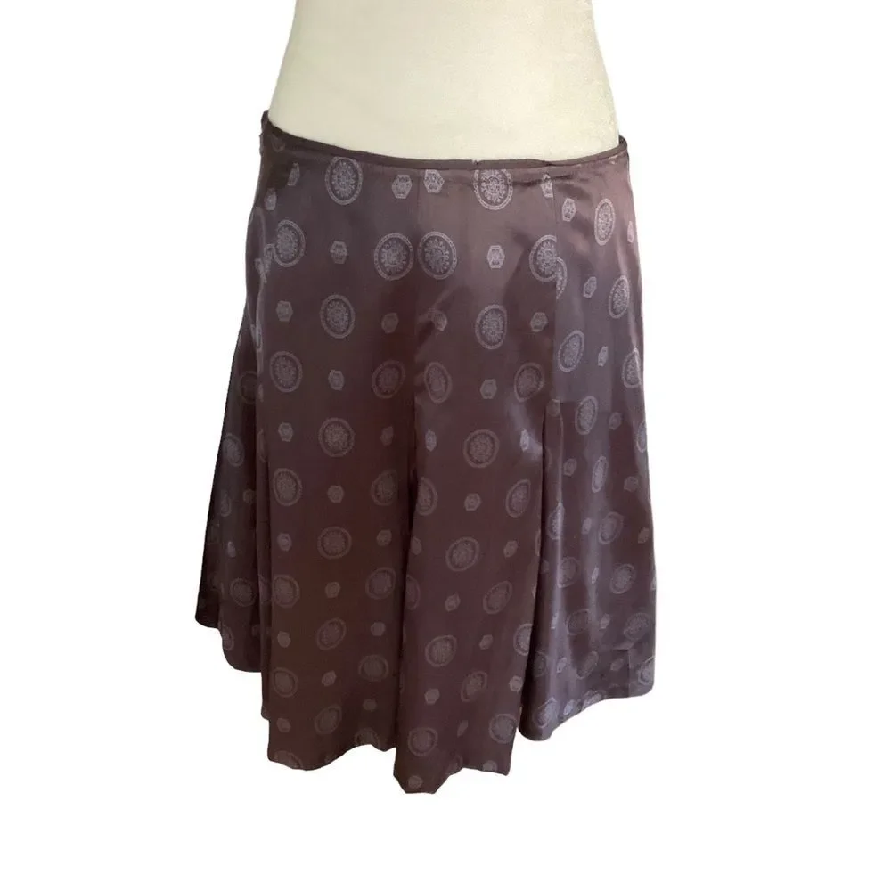 Banana Republic Factory Black Gray Medallion Print Silk Cotton Blend Skirt Sz 8